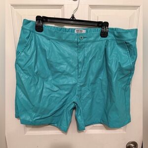 Women's Faux Leather Shorts in Teal